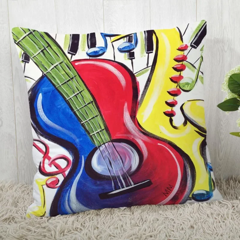 

Custom Pillow Cases Guitar Square Pillowcase Christmas Zippered Pillow Cover 40*40cm,45*45cm(One Side)
