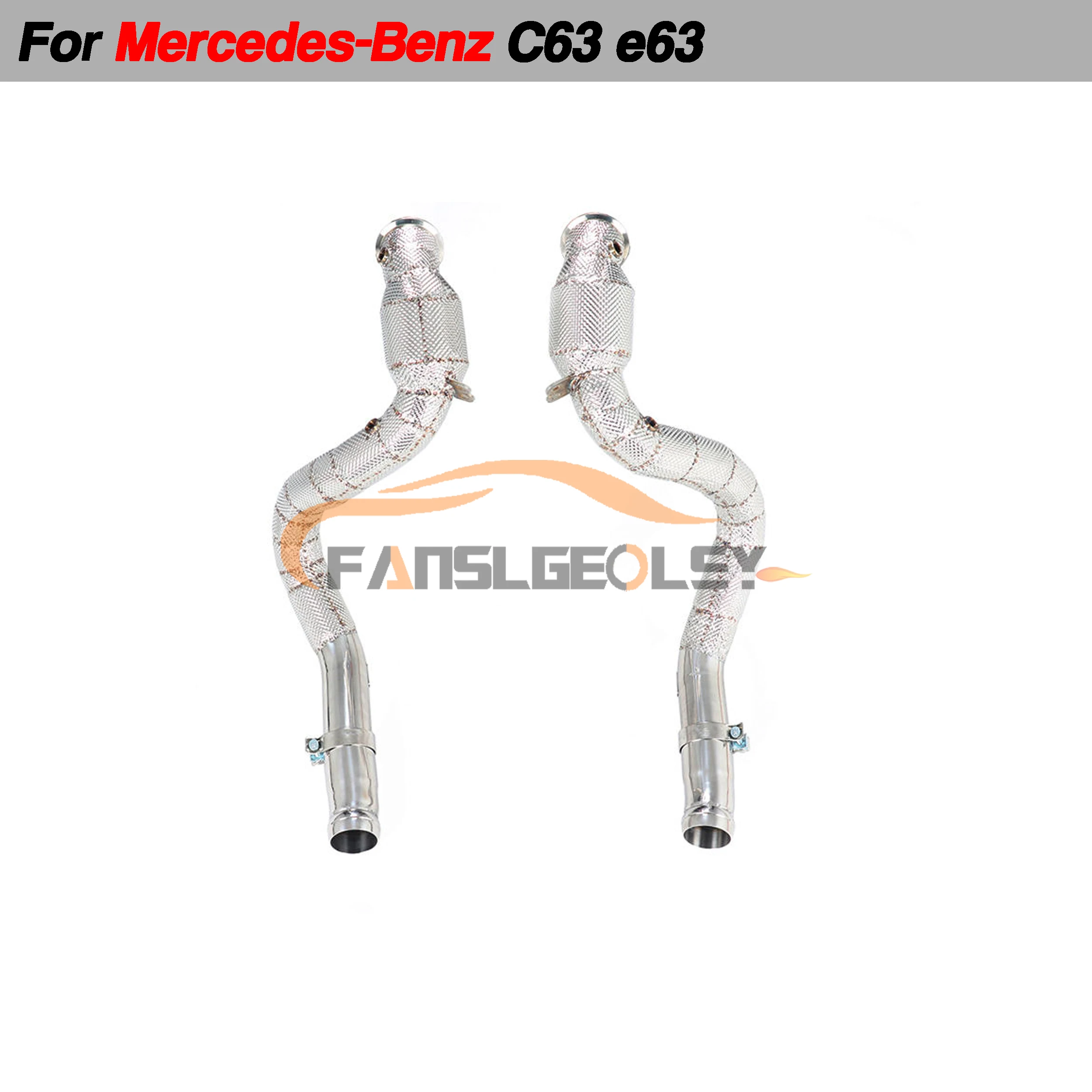 

For Mercedes Benz W205 AMG C63 4.0T Steel Downpipe Performance Exhaust System with Heat shield and catalytic converter Headers