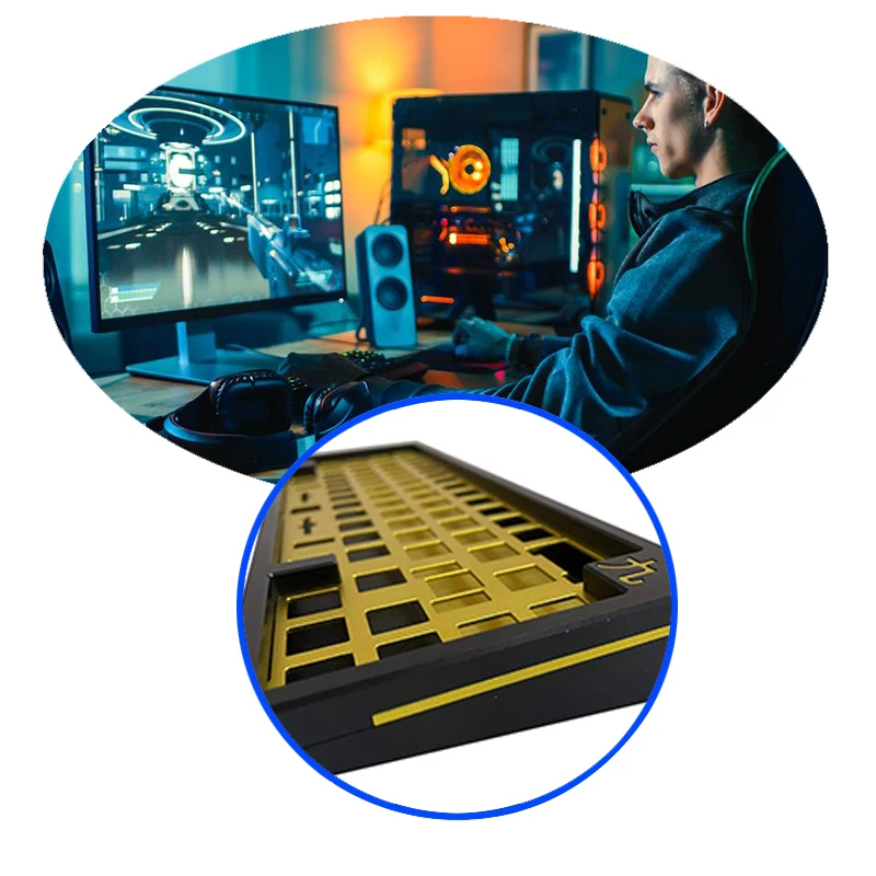 

DIY чехол для клавиатуры Черный Красный Синий анодированный 6061 алюминий CNC латунный чехол для клавиатуры Kyuu чехол Alice чехол TKL чехол Чехол Gummy ...