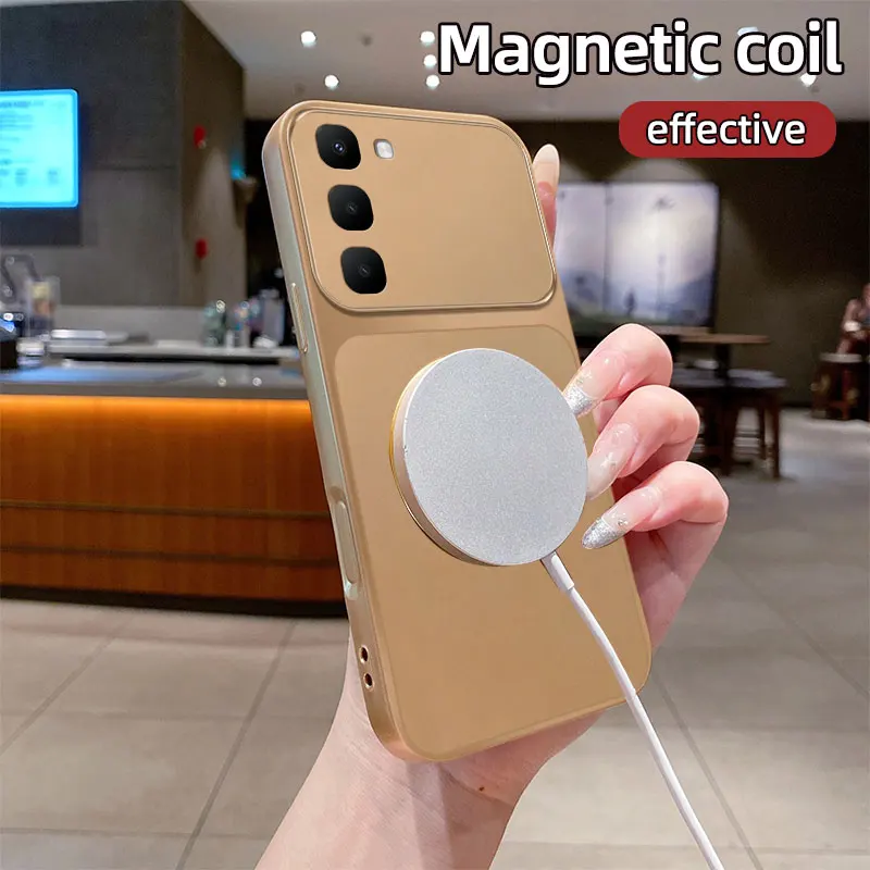 AG Metallic Paint Magnetic Phone Case - Matte Soft Bumper Protection Cover