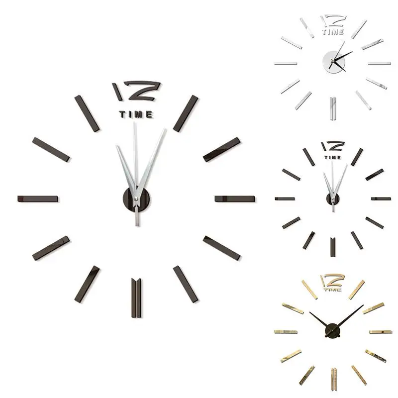 DIY Wall Clock 60cm Frameless Modern 3D Wall Clock Mirror Stickers Home Office Hotel Room Design School Decoration Decor