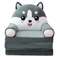 Plush Foldable Kids Sofa Backrest Armchair 2 In 1 Foldable Children Sofa Cute Cartoon Lazy Sofa Children Flip Open Sofa Bed For 2