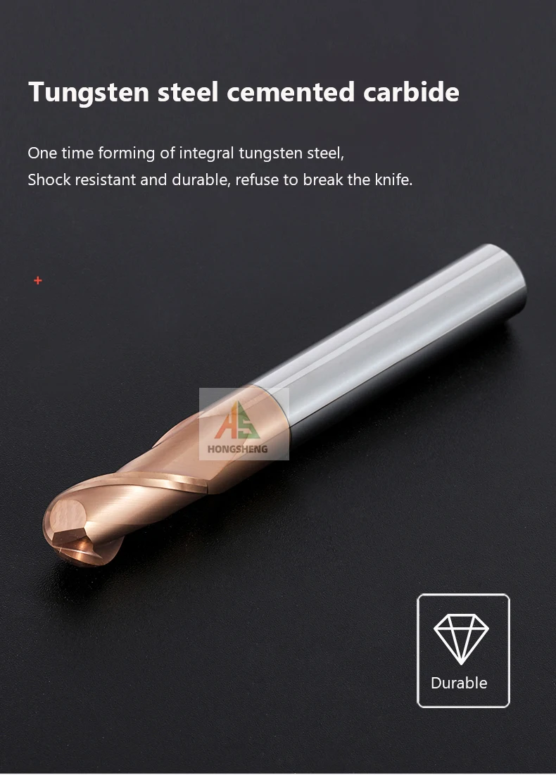HRC58 Hartmetall-Kugelkopffräser mit 2 Schneiden, Wolframstahl-Fräser, CNC-Router-Bit, Fräswerkzeug R0.5 R1 R2 R3 R4 R5 R6 Schneidwerkzeuge – Detail 3