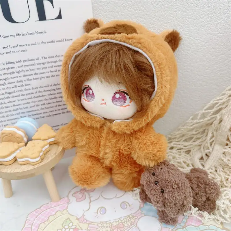 20cm Kawaii Cartoon Capybara Fluffy Coat Suit Plush Cotton Doll DIY Clothes Accessories Stuffed Toy for Kids Girls Birthday Gift 5