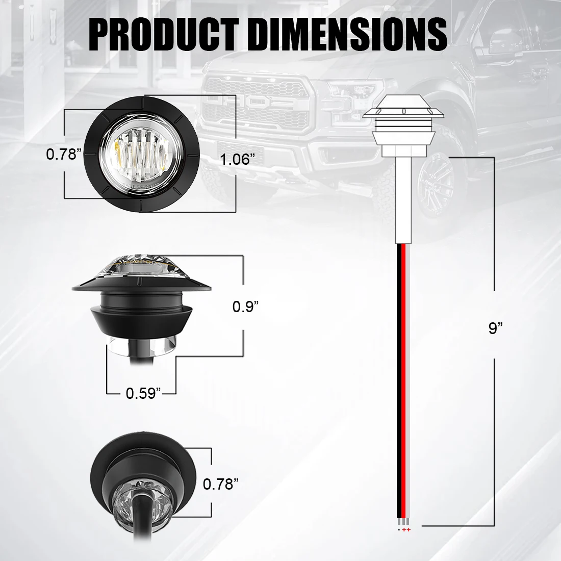 PSPEQT 12V  ÷ ̵ Ŀ LED , 3/4 ġ  Ҹ Ʈ ƮϷ DRL ǥñ Ŭ    