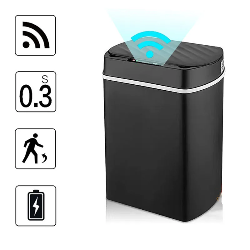 Cubo de basura inteligente con Sensor automático, papelera eléctrica  impermeable para cocina y baño, 12/14/16L - AliExpress