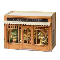 DIY Wooden Miniature Model Kit  Mini Box Coffee Bakery Store Casa Doll Houses 3D Puzzle Dollhouse With Furniture Friends Gifts 1