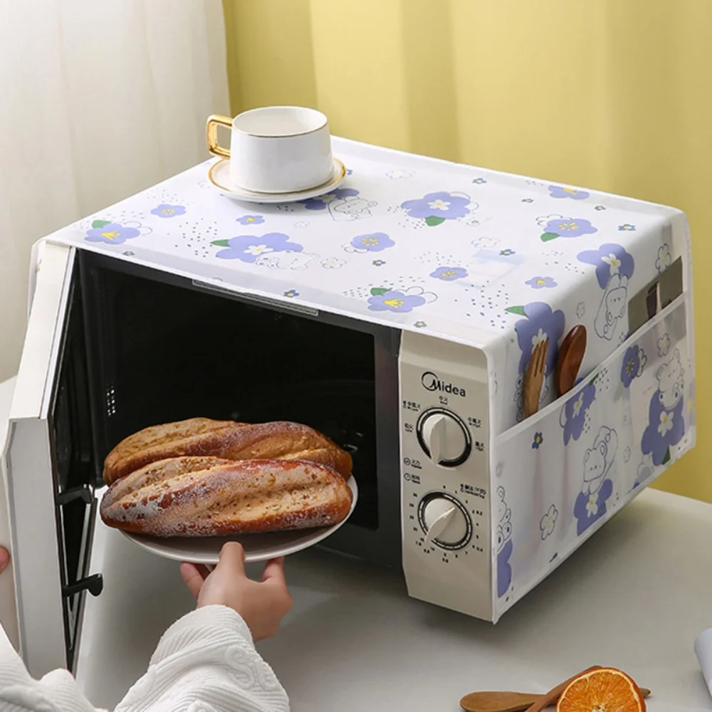 Waterproof Microwave Dust Cover Side Storage Household Print Surface Appliances Oilproof Microwave Dust Cover,kitchen dust cover