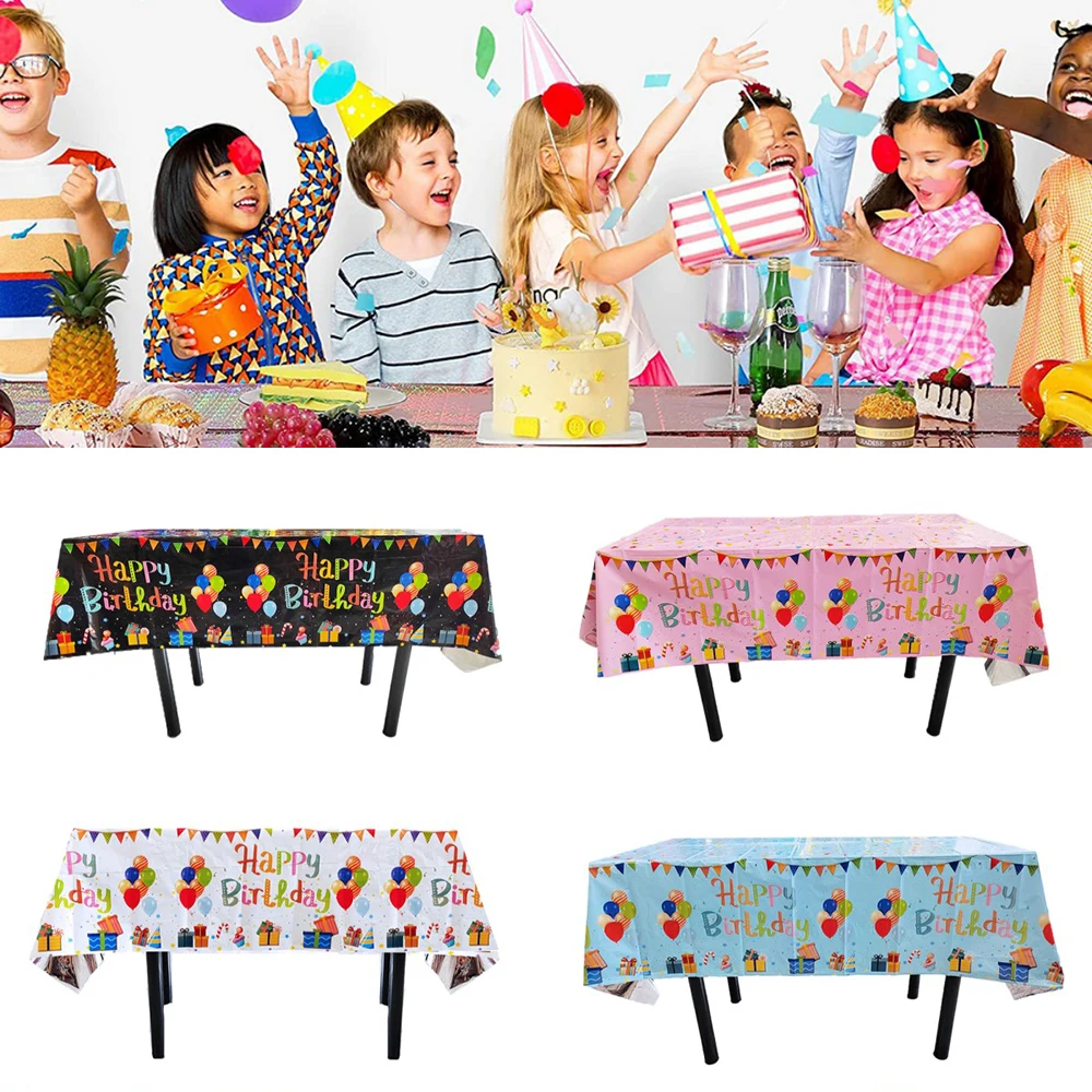 Funny Happy Birthday Disposable Tablecloths Ballon Banner Print