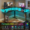 Standing Desk L Shaped with LED Light and Power Outlet, Electric Height Adjustable Desk with Monitor Stand, Sit Stand Up Desk 5