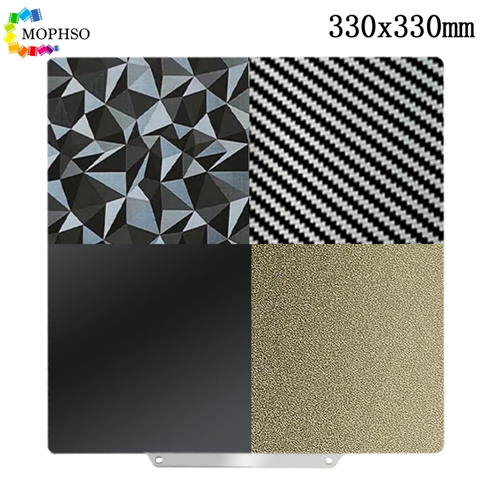 Textured Double-Sided 330x330 PEI Sheet for Build Plates - Durable, High-Quality Spring Steel