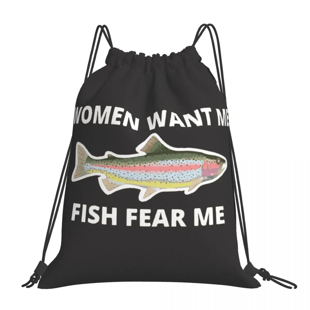 

Women Want Me Fish Fear Me Drawstring Bags Gym Bag Unisex Sports Gym Bag Fitness Building Muscle Shopping Sackpack