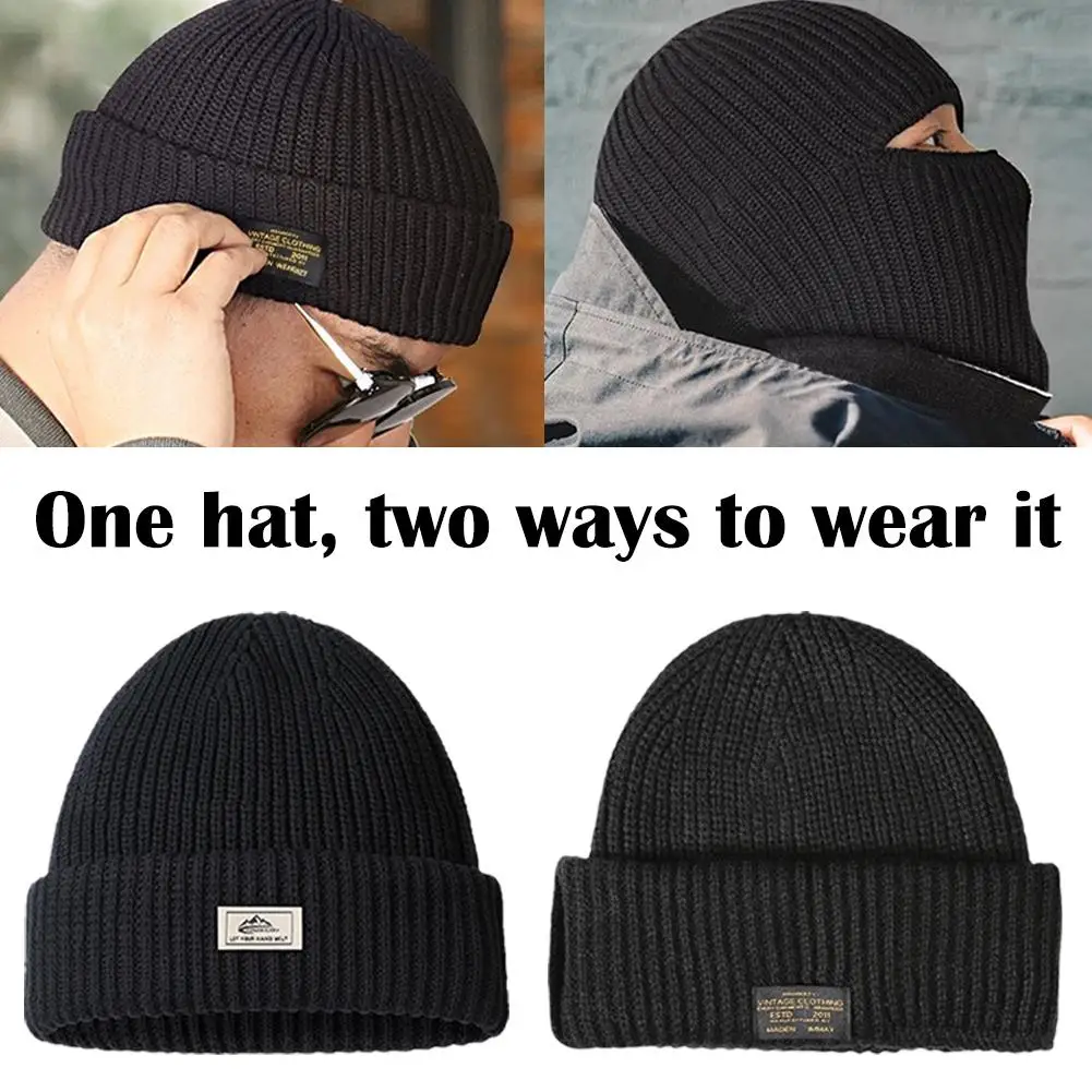 Knitted balaclava hat Knitted Balaclava Hat Winter Cotton Blend Warm Fully Wrapped As Head Mask Both Purposes Windproof Cold-Resistant Stylish Outdoor