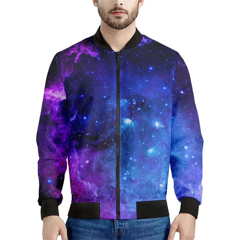 thumbnail image 1 of Chaqueta con estampado de galaxia espacial para hombre, chaqueta con estampado 3D de cielo estrellado, manga larga, moda Harajuku, chaquetas de gran tamaño con cremallera, abrigo de calle, 1 of 5