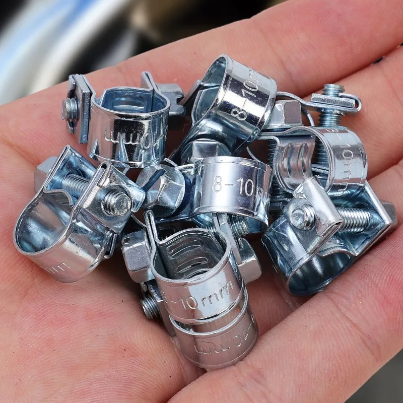 40-10PCS Hose Clamp Fuel Pipe Clamp 8-10mm Car Worm Drive Fuel Water Hose Pipe Clamps Clips Auto Clamps Assortment Kit hose clamps