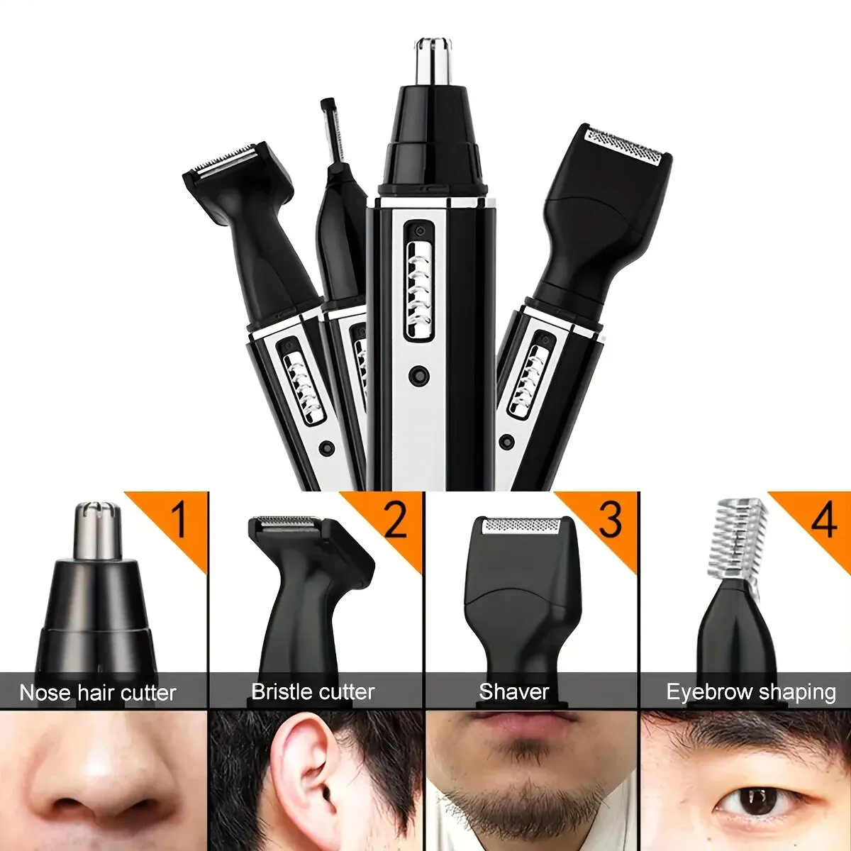 Rechargeable 4 in 1 Men S Hair Trimmer Fits All Hair Beard Nose and Ear Hair Portable Grooming Kit Highly Effective Cleaning