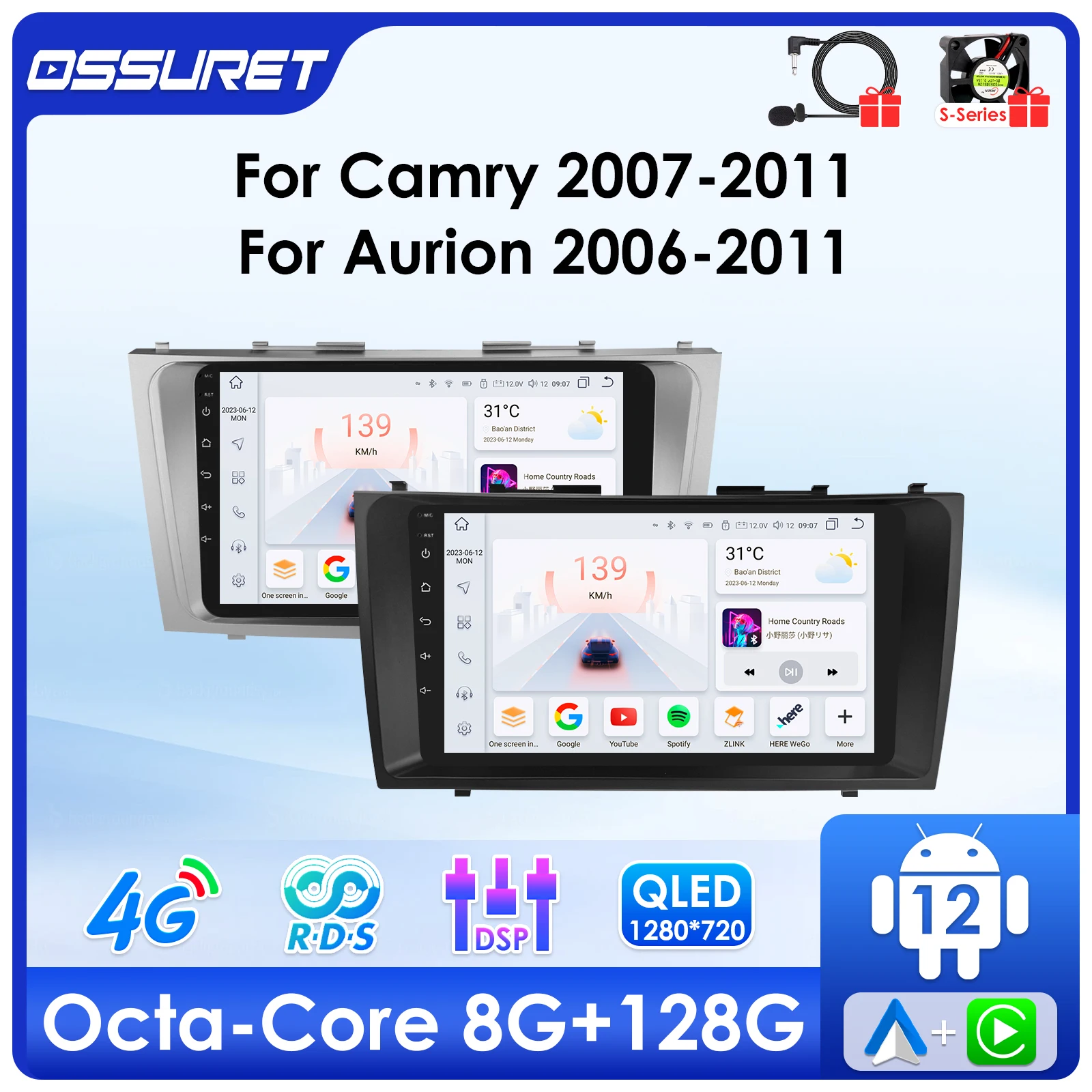 

Автомобильный радиоприемник 4G Carplay Android для Toyota Camry 2007-2011 мультимедийный видеоплеер AURION GPS навигация Стерео Авторадио 2din BT экран