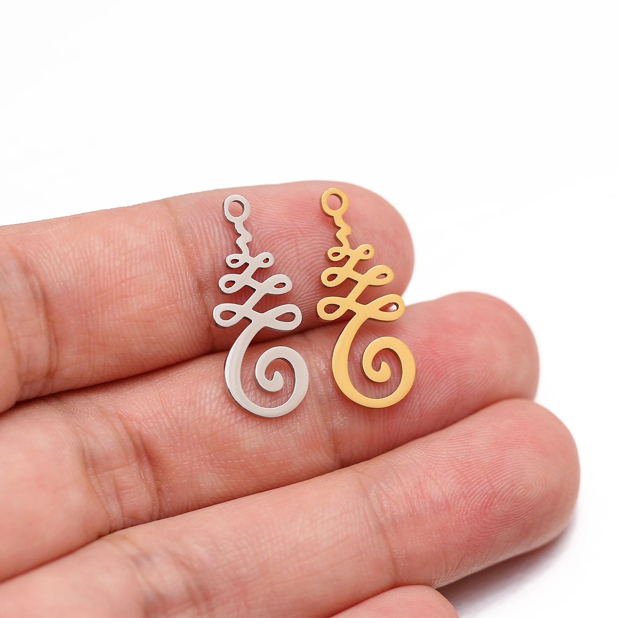 5 Stück Yoga OM Blumen Charms Edelstahl Hohl Amulett Chakra Anhänger DIY Halskette Armband Ohrring Schmuckherstellung Zubehör – Detail 7