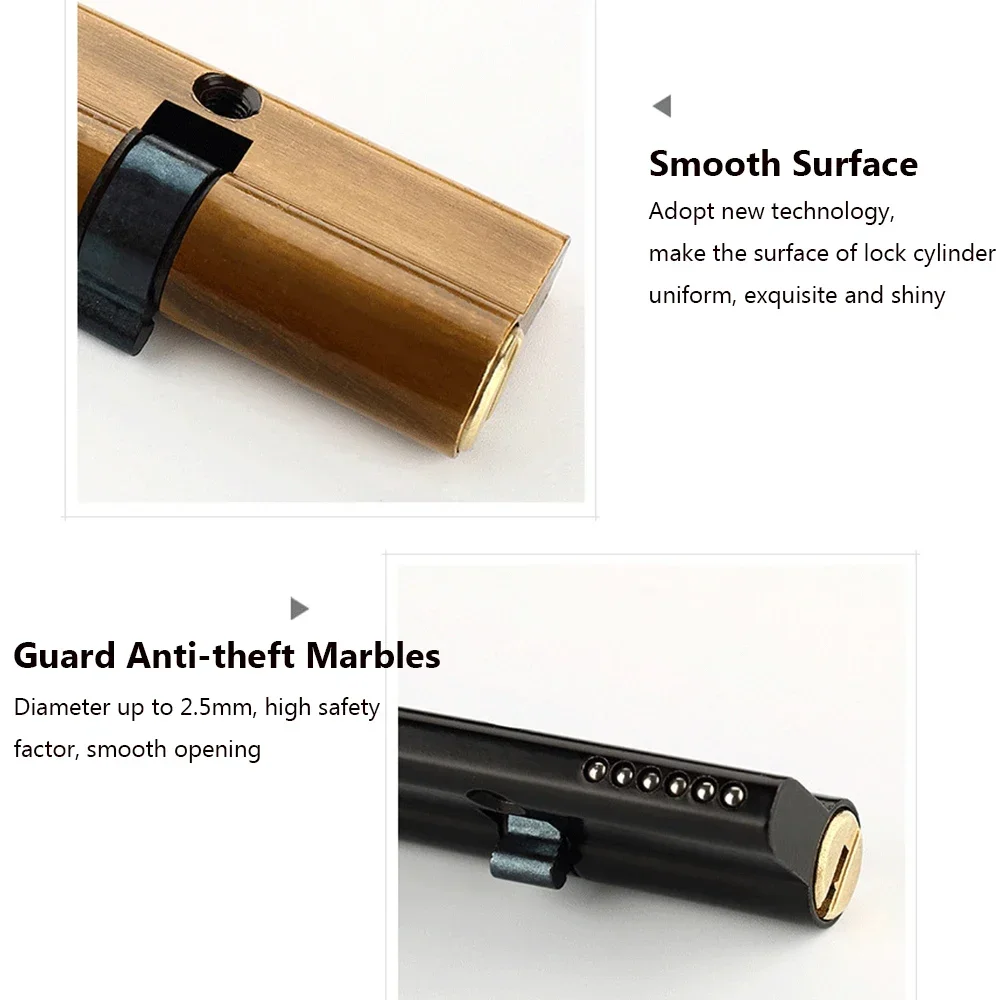 Description Picture 4 of itemDoor Cylinder Lock Biased 70mm 3 Keys Anti-Theft Entrance Brass AB Home Security Interior Bedroom