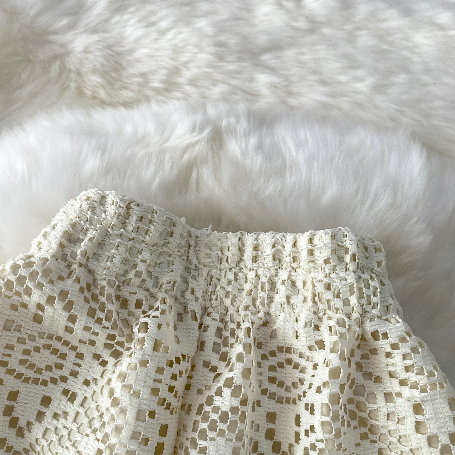 Summer Straight Pants for Women's 2025 New Bottoms High Waist Fashion Hollow Out Thin Pantalon Femme Korean Lace Trousers 63e165