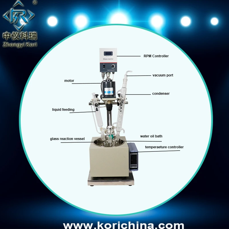 DF-1L heating mantle single layer glass reactor with laboratory Chemical reactor stirrer and Pyrex glass reactors price for sale