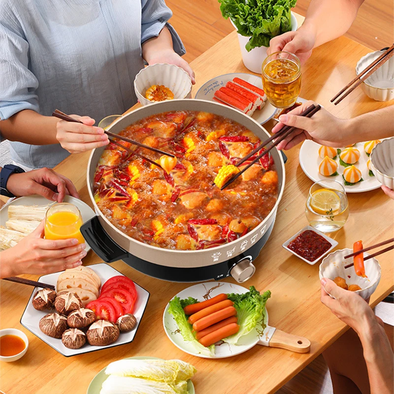 1500W 4.5L Multifunctional Electric Cooker Heating Pan Electric Cooking Pot Machine Hotpot Noodles Rice Eggs Soup Cooking Pot 5
