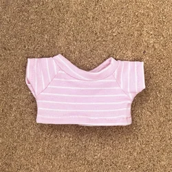Labubu Baby Clothes Plush Figure with Versatile T-Shirt Top - No Dolls (Pink Striped Top)