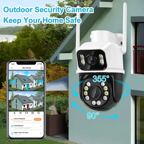 8MP 4K Wifi Camera PTZ Dual Screen AI Human Detection Auto Tracking Outdoor ONVIF CCTV Security Surveillance Camera ICSee - Image 2