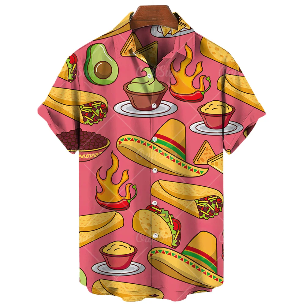 Vintage Men's Shirt Mexican style 3D Print Men's Clothing Summer  Casual Hawaii Beach Hawaiian Harajuku Fashion Holiday Shirt 3