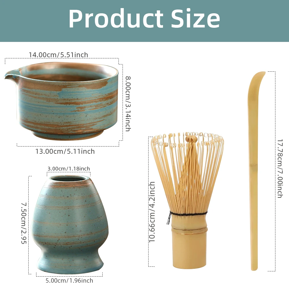 Matcha Tea Set Kit - Japanese Whisk, Bowl, Holder...