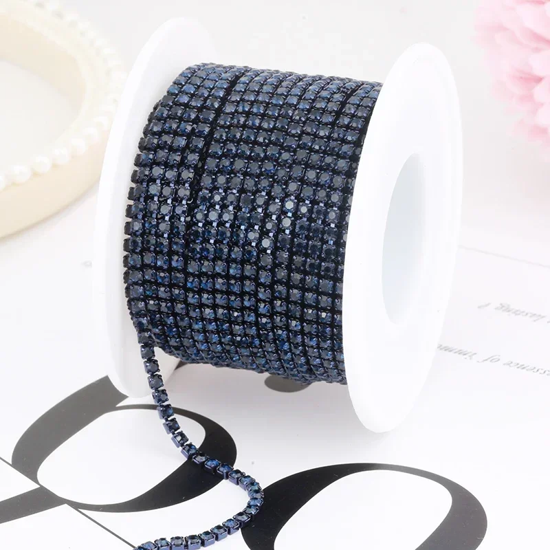 Vibrant Rhinestone Cup Chain with Colorful Base - Luxurious Sewing and Apparel Accessory