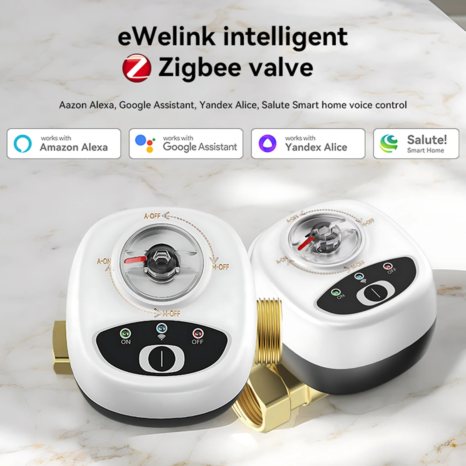 Watervalve Automatic Switch Intelligent Ballvalve IP65 Waterproof Rating Wireless Remote APP Control Compatible Alexa Google