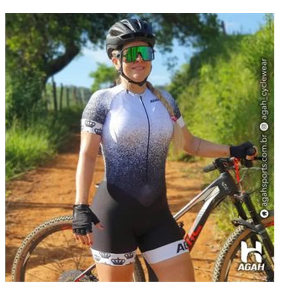 Brasile Agah Macaquinh Donna Triathlon Skinsuit Manica Corta Tuta Ciclismo Jersey Sportwear Body Kit Mtb Summer Bike Suit
