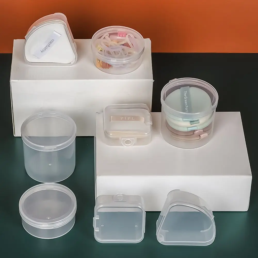 Storage box makeup organizer jewelry box makeup storage box cosmetic storage box jewelry organizer 1Pcs Transparent Powder Puff Box Makeup Egg Head Rope Storage Case Fan Square Round Shaped Dustproof Jewelry Organizer Case