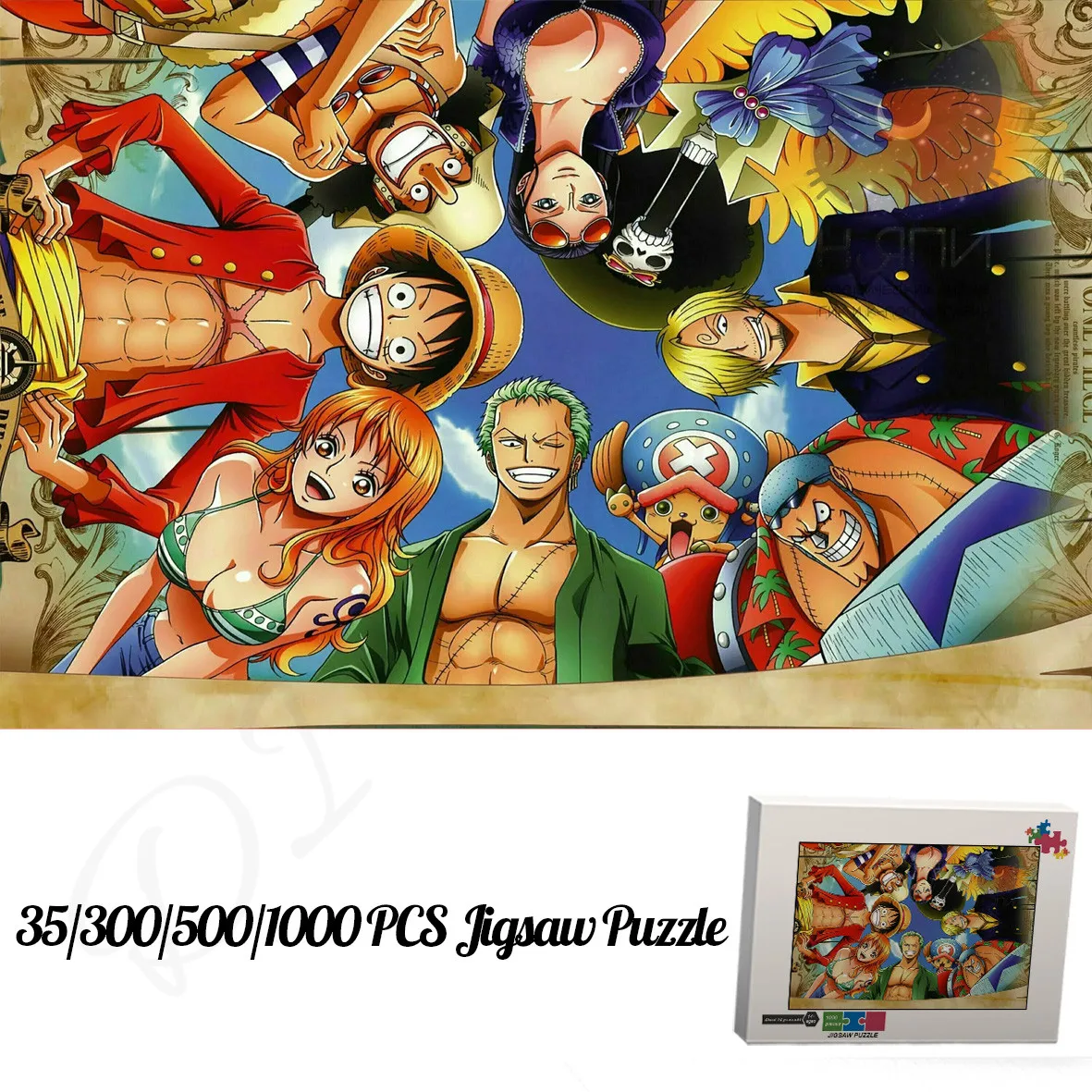 One Piece Characters Collection Puzzles Funny Cartoon Picture 1000 Pieces of Wooden Jigsaw Puzzles Entertaining Toys for Kids