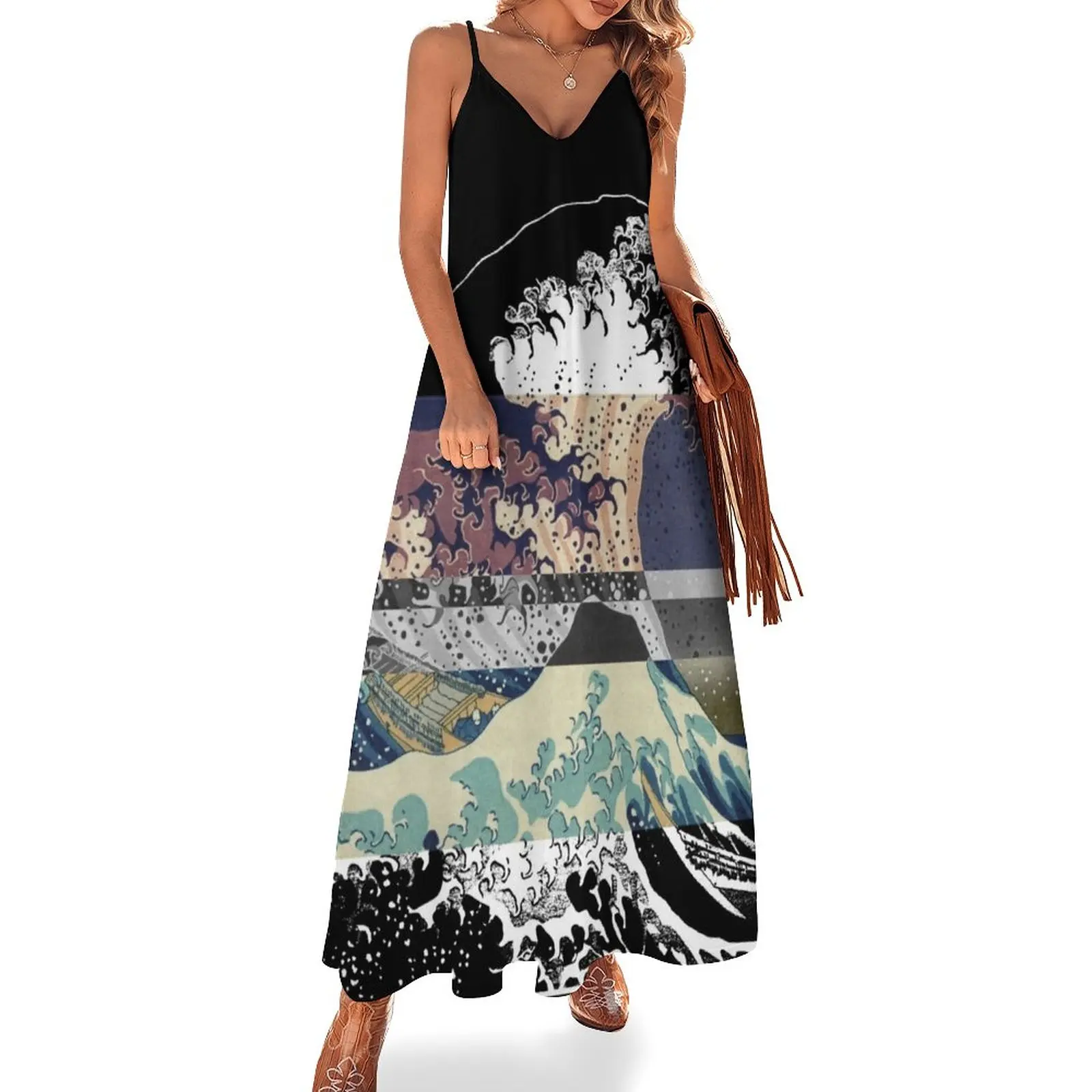 

the great wave color glitch Sleeveless Dress summer dress women 2024 dresses for woman dresses for women 2024