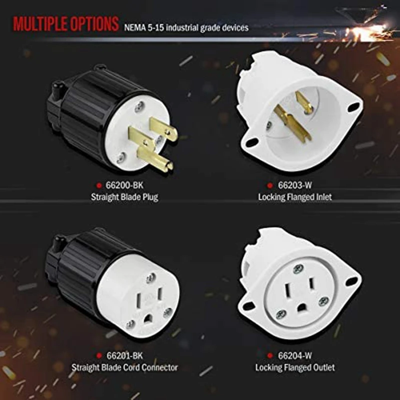   15A 125V 50-60HZ ƮƮ ̵ ÷, NEMA 5-15P 2P 3W 66200-BK  ̱ ÷
