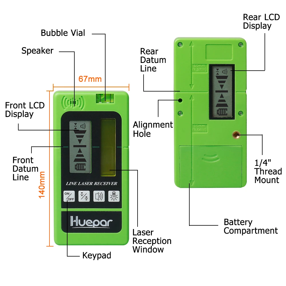 LR-5RG Laser Detector Green/ Red Laser Level Beam Receiver For Outdoor Indoor Se