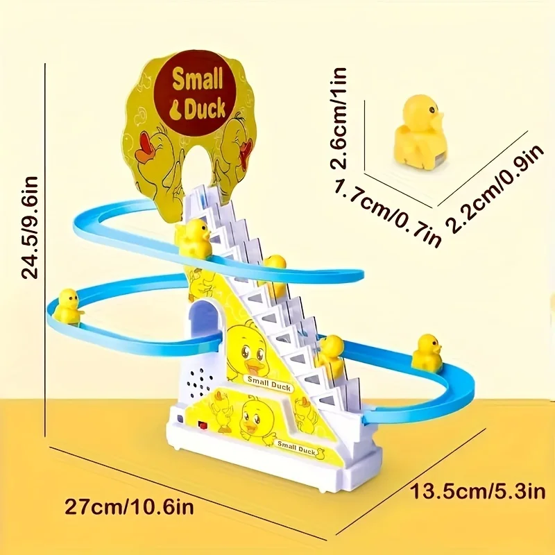 6pcs Ducklings Climbing Stairs Toy, Electric Slide Yellow Duck Toy Light And Music Toy easter gift halloween christmas gift 2
