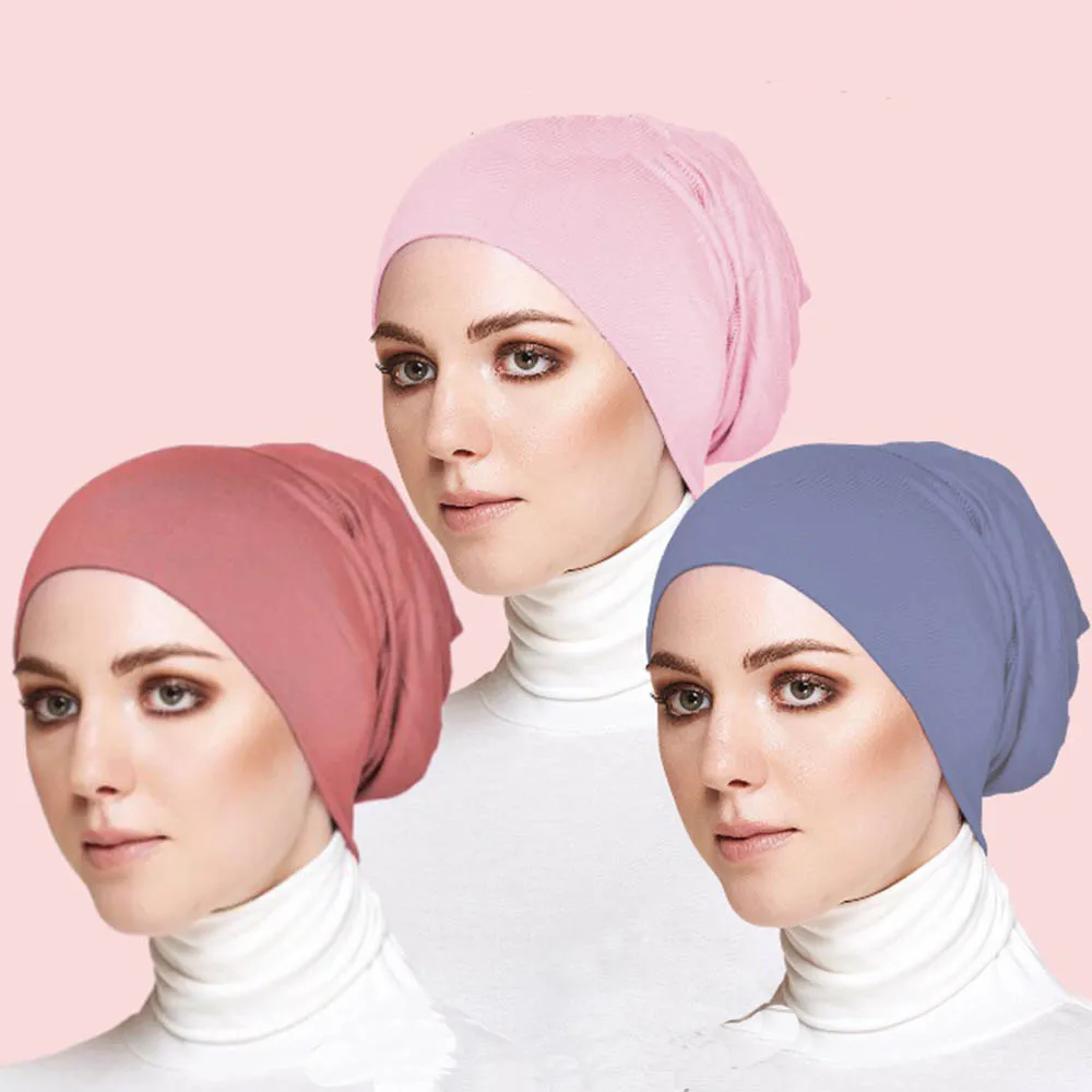 

Ramadan Islamic Muslim Women's Head Scarf Cotton Underscarf Hijab Cover Headwrap Bonnet Plain Hijabs Turbante Turban Mujer