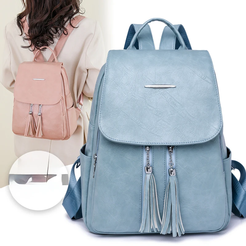 Ladies' backpack, travel bag, durable casual backpack with practical pockets and zipper closure