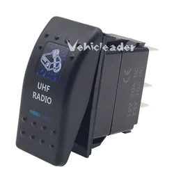 Waterproof Dual Blue LED Rocker Switch for Vehicle and Marine Use (UHF RADIO)