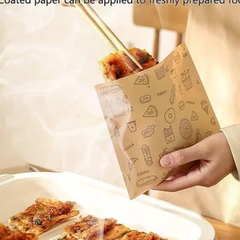 Sacchetto di carta oleata da 50 pezzi, sacchetto di carta kraft sacchetto per imballaggio alimentare imballaggio usa e getta piatto di carta da forno tappetino accessori da cucina