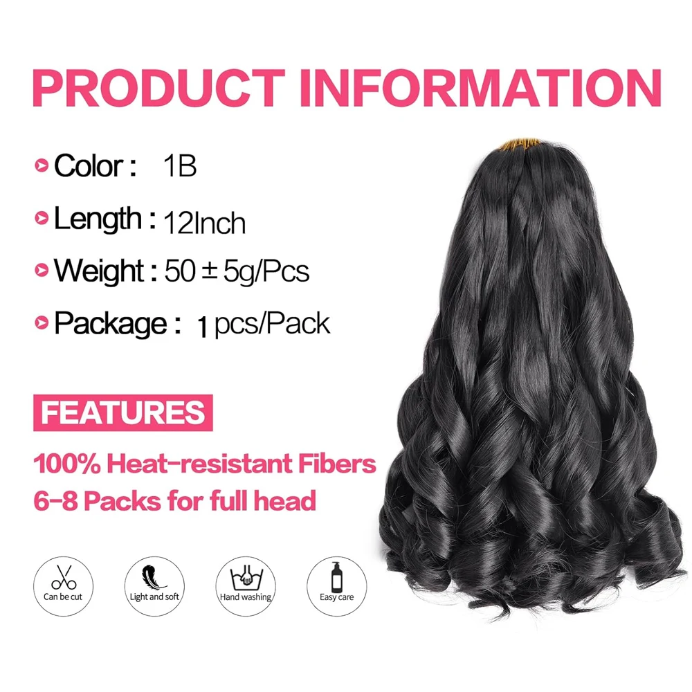 French Curly Braiding Hair Synthetic Curly Crochet Braiding Hair Extensions Pre Stretched Loose Wavy Crochet Hair for BlackWomen 2