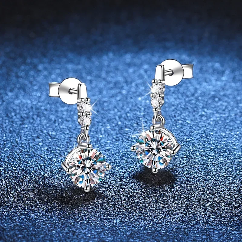 14K Gold Platinum Earrings Female Moissanite Tassel