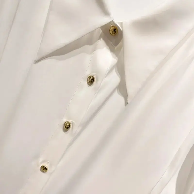 Korean Simplicity Solid Turn-down Collar Shirt Women's Clothing Summer Single-breasted Casual Short Sleeve Blouse for Female