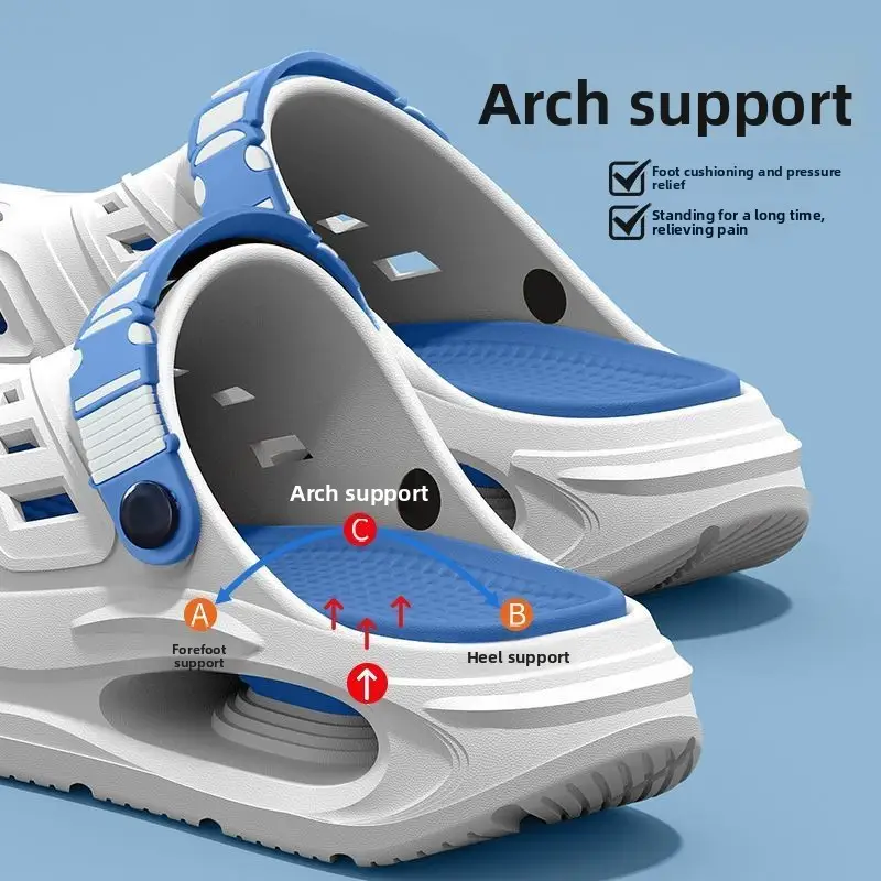 Arch Support, Anti Slip, Soft Sole, Wear-Resistant Cool Slippers for Wearing, Thick Sole Breathable Odor Proof Summer Hole Shoes - Image 3