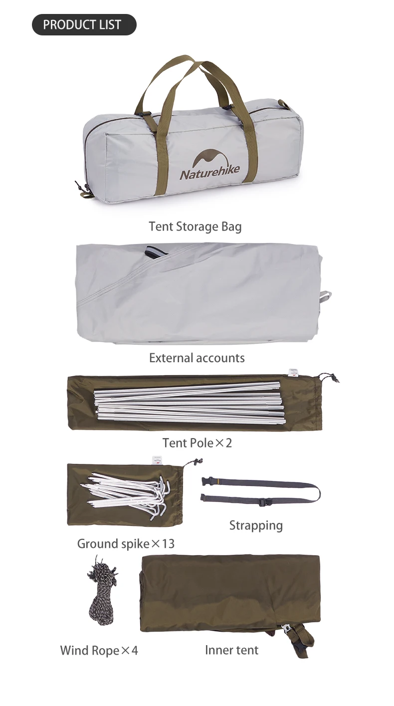 Naturehike Cloud River 2-3 Personen Zelt Doppelschichtiges Wasserdichtes Campingzelt Ultraleichtes Outdoor-Zelt mit Großem Vorzelt Sonnenschutz – Detail 19