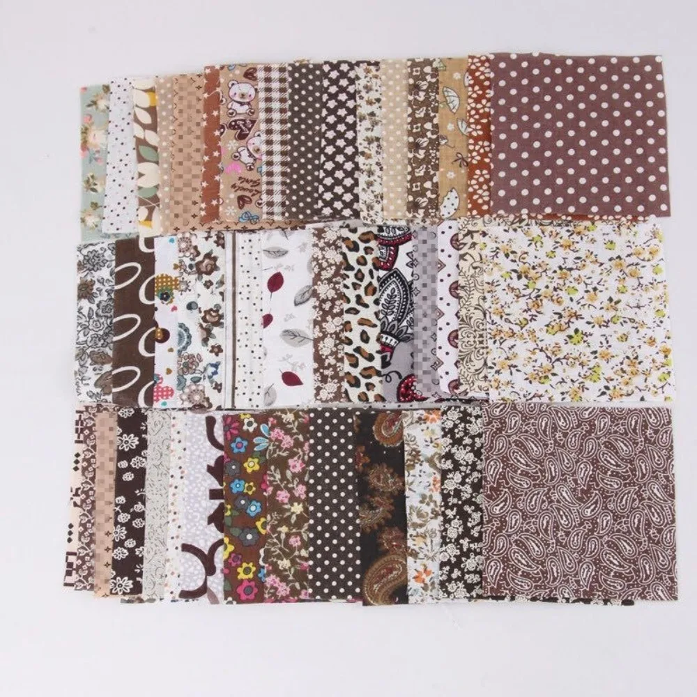 50 Piece Set of 10x10cm Square Cotton Fabric for Patchwork Quilting and DIY Crafts