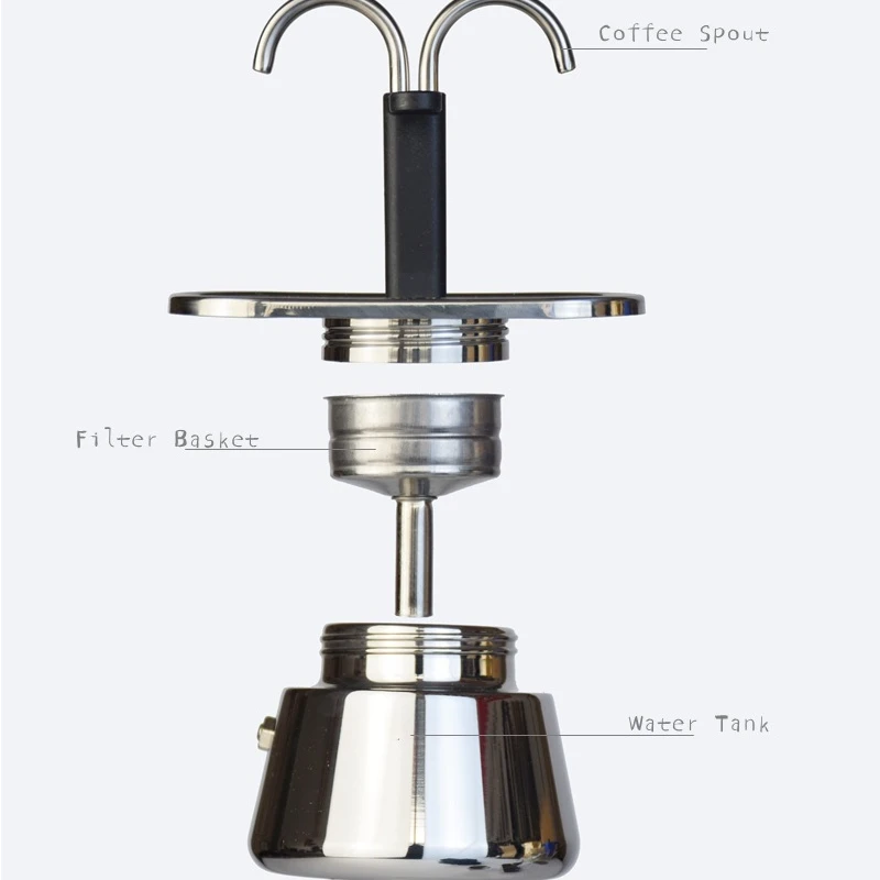 50ml/100ml/300ml Moka Pot 304 Stainless Steel Italian Coffee Maker Espresso Mini Hand Pour Coffee Appliances Kitchen Tools